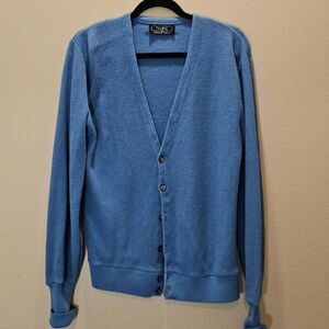 Thane Vintage Blue Men's Cardigan Sweater Size M